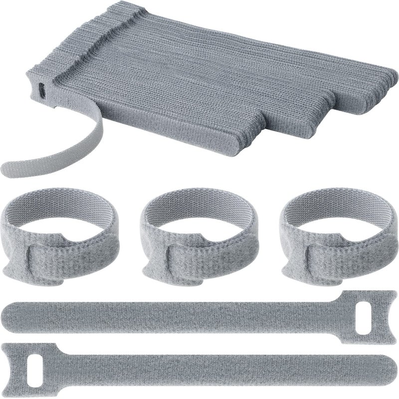 Pasow 60pcs Fastening Microfiber Cloth Cable Ties Wire Management (6/7/8 Inch, Grey) - Image 1